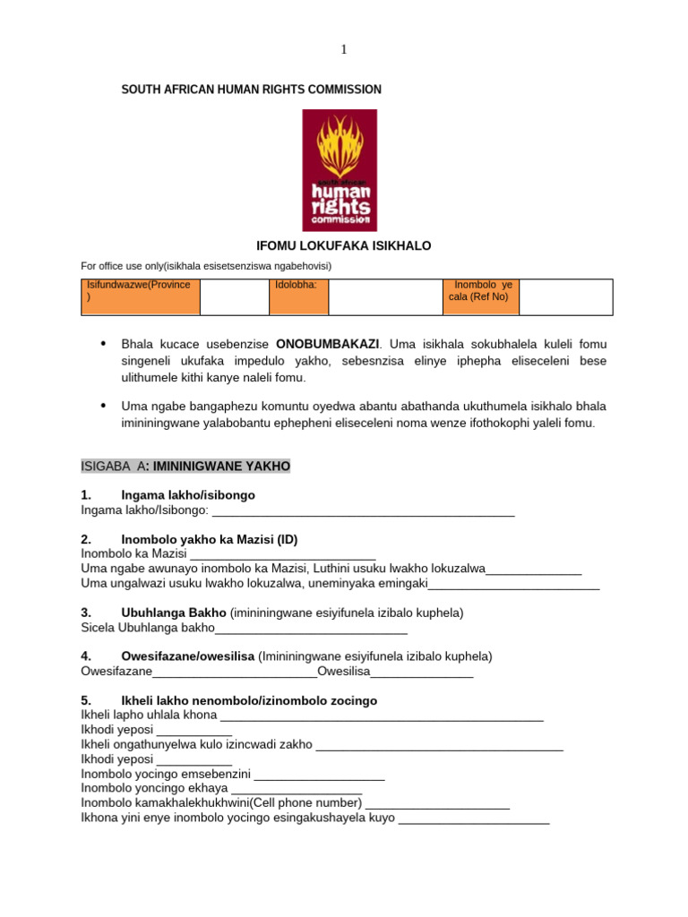 Isikhalazo seMali Yamalungelo eNingizimu Afrika | PDF | Chess | Chess ...