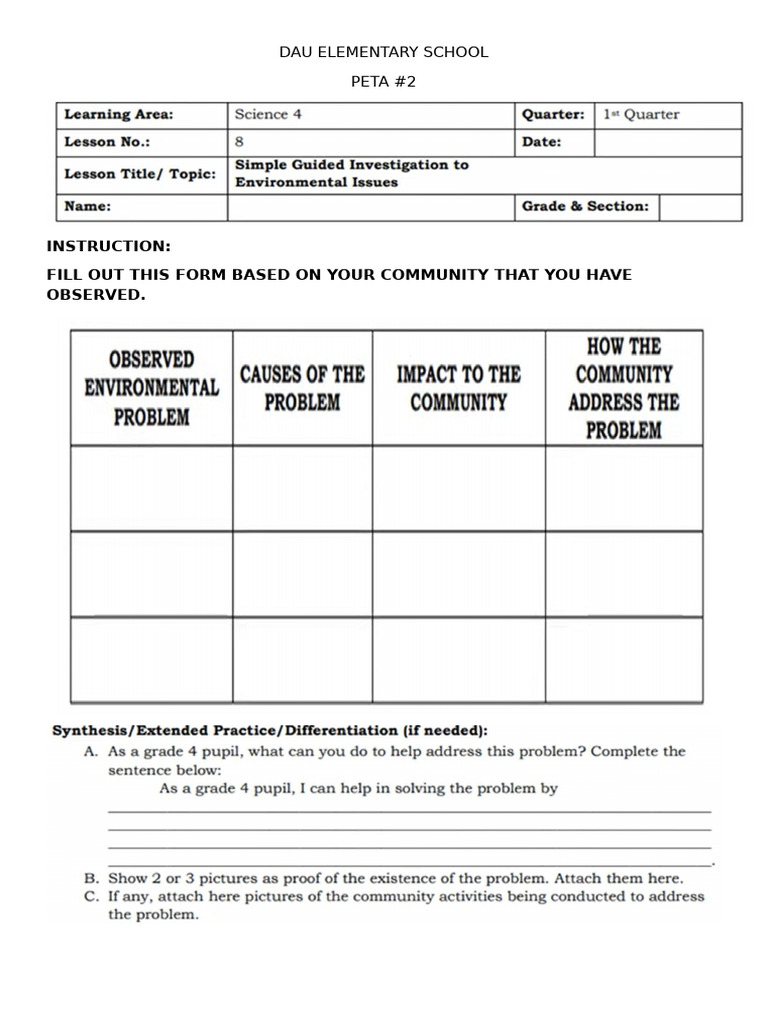 Peta 2 Science q1 | PDF