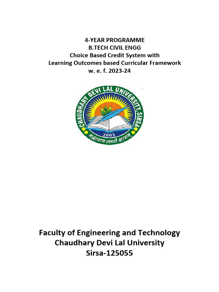 B.Tech Civil Engineering Curriculum 2023 | PDF | Habitat Destruction ...