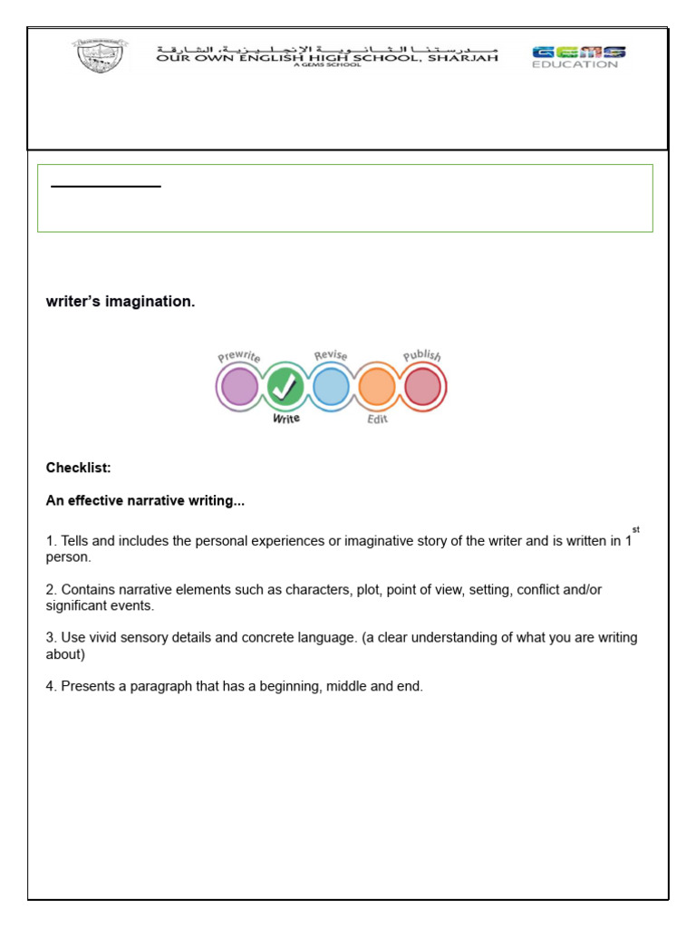 Narrative Paragraph Writing Guide | PDF