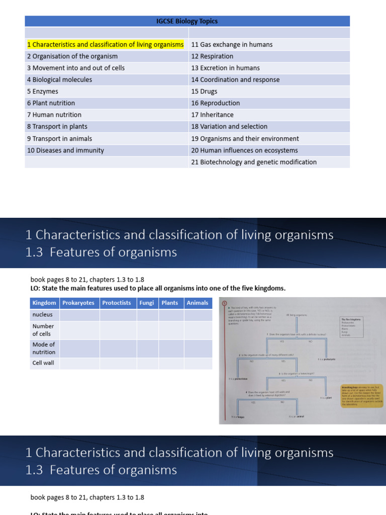Classifying Organisms by Features | PDF | Cell (Biology) | Biology