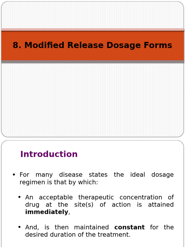 Types of Modified Release Dosage Forms | PDF | Pharmaceutical ...
