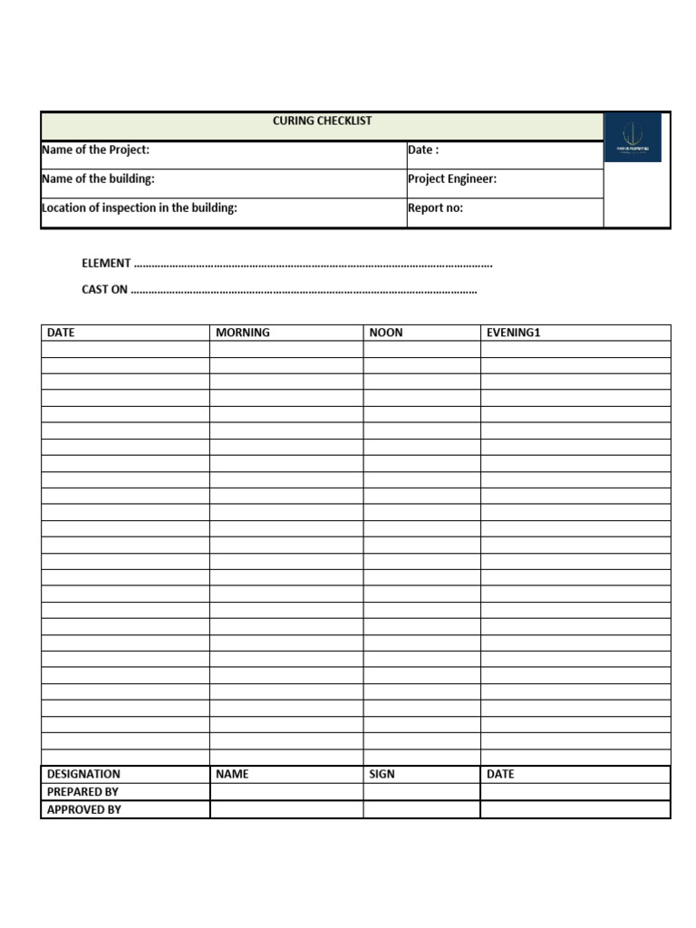 Curing Checklist for Construction Projects | PDF