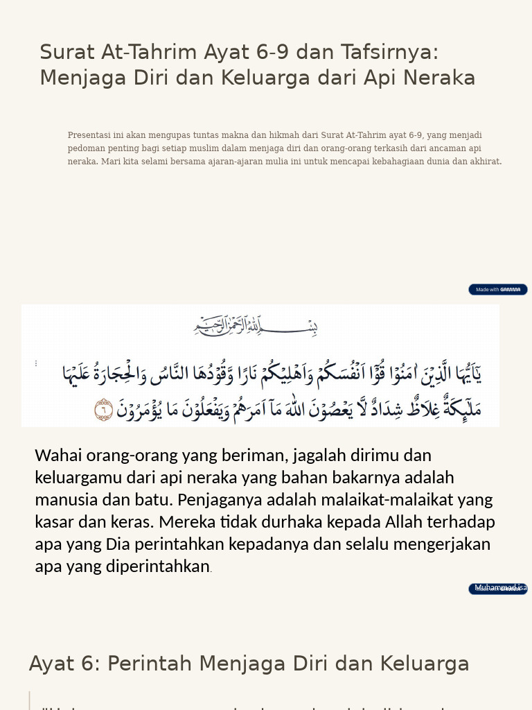 Surat at Tahrim Ayat 6 9 Dan Tafsirnya Menjaga Diri Dan Keluarga Dari ...