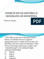 Exercicios de História e Geografia de rondônia