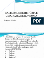 Exercicios de História e Geografia de Rondônia