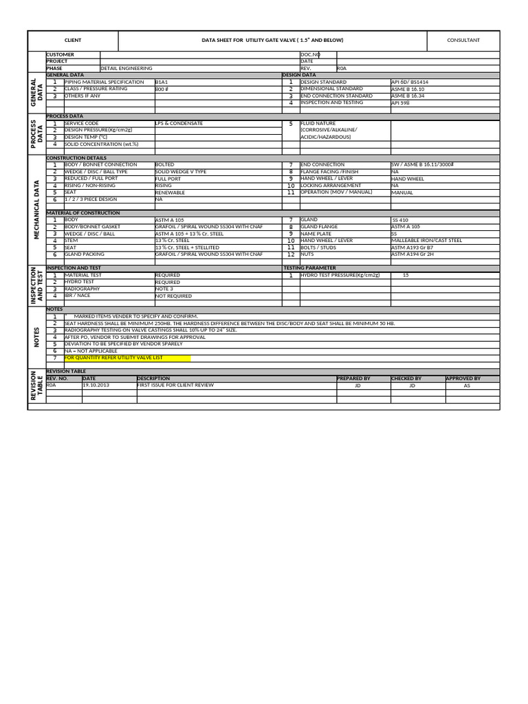 Utility Valve Data Sheets Overview | PDF | Valve | Specification ...