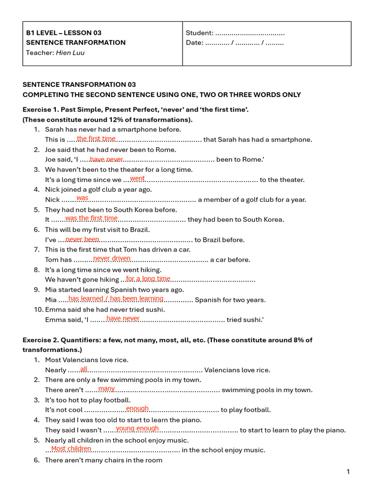 Pet Sentence Transformation Practice 03 Key | PDF | Chess Openings | Chess