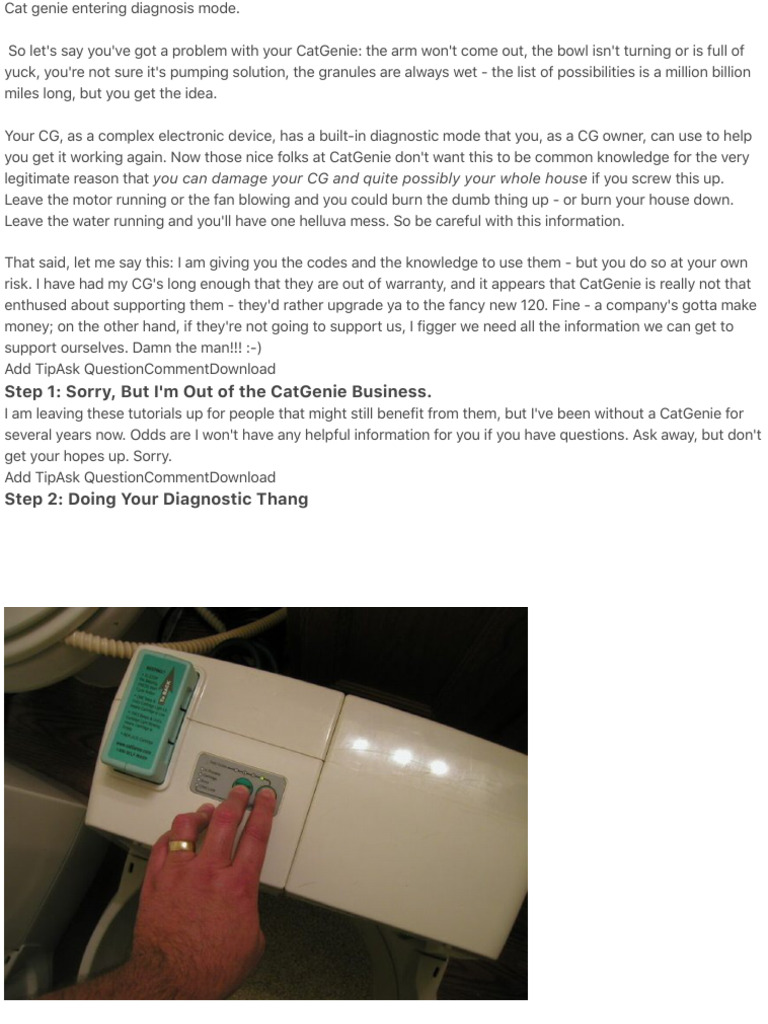 CatGenie Diagnostic Mode Guide | PDF | Equipment