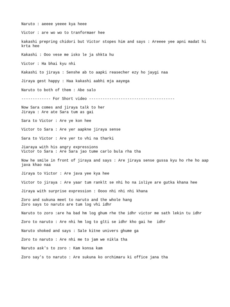 Naruto x BGMI: Short Video Script | PDF