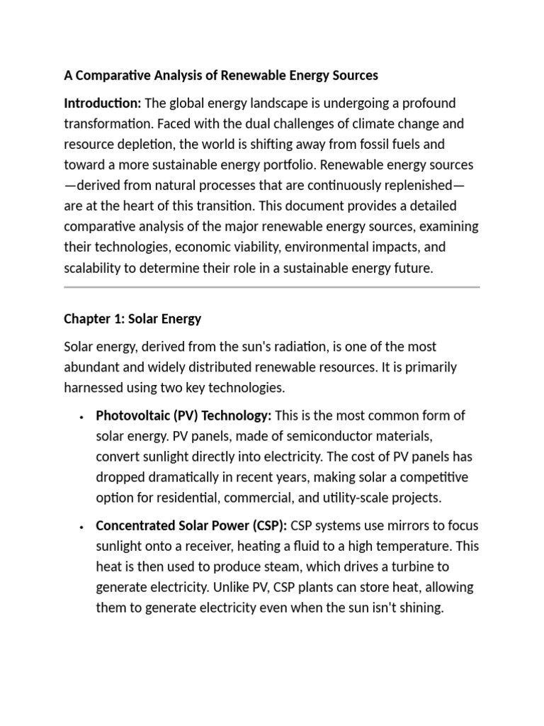 Comparative Analysis of Renewable Energy | PDF | Renewable Energy ...
