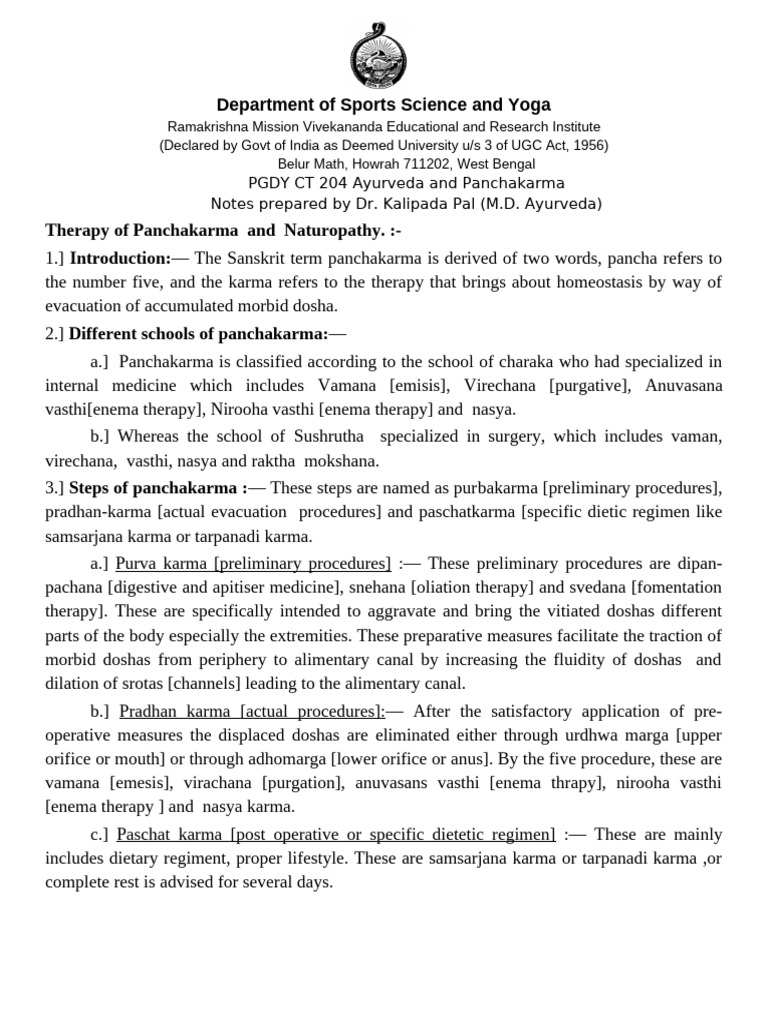 Panchakarma Therapy Overview | PDF | Ayurveda | Health Care