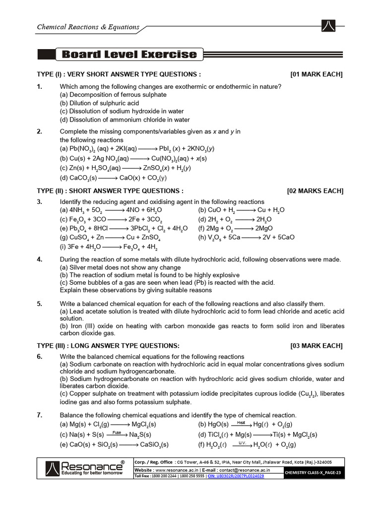 Chemical Reactions and Equations Guide | PDF | Chemical Reactions | Redox