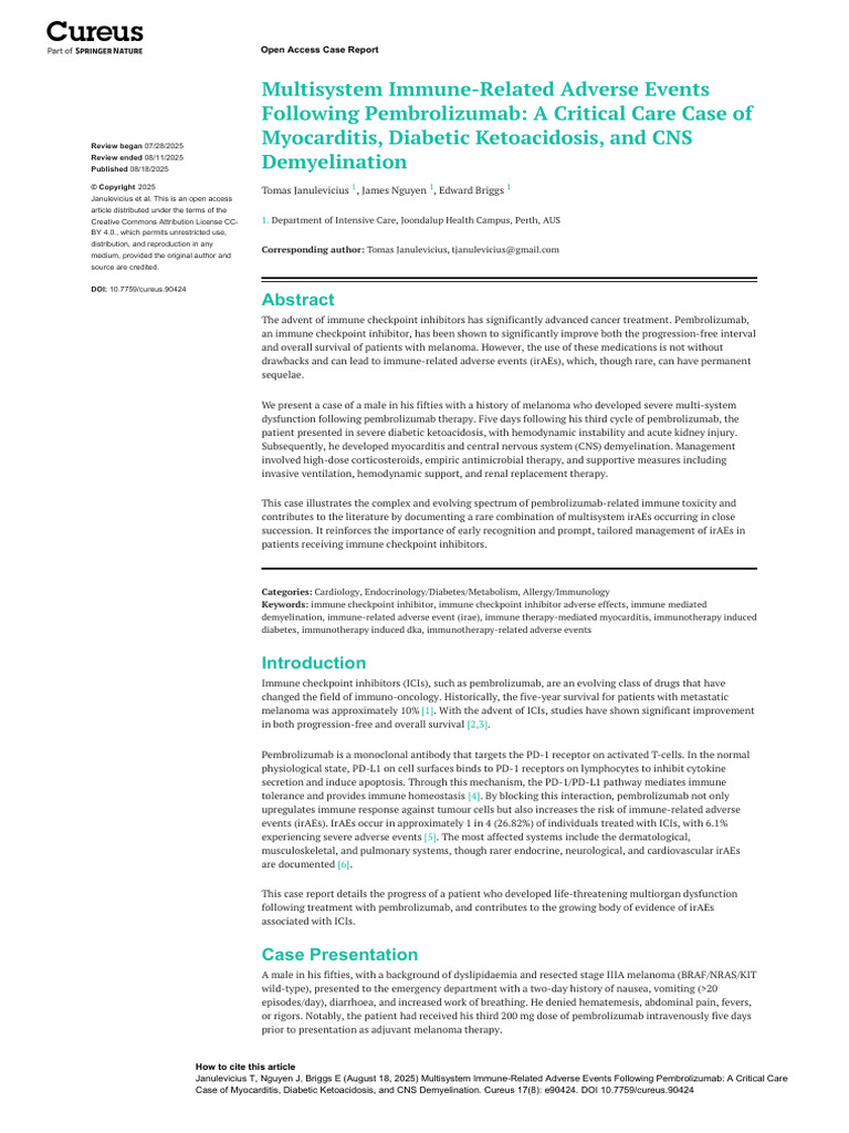 Pembrolizumab-Induced Multisystem Toxicity | PDF | Ventricle (Heart ...