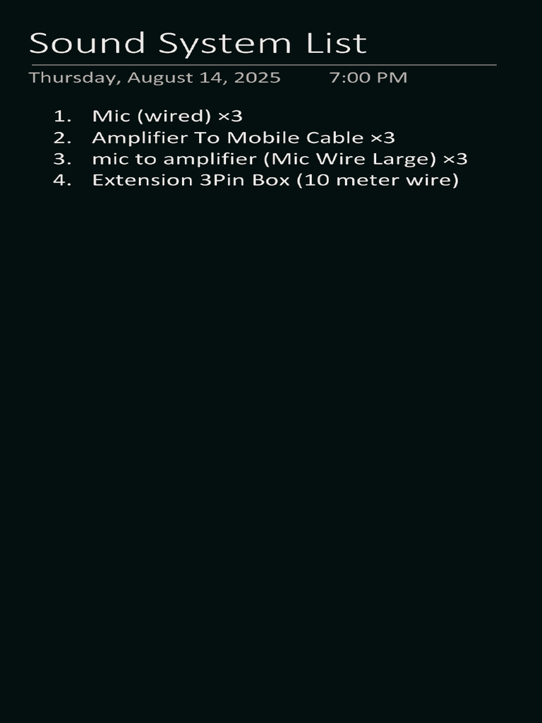 Sound System List | PDF