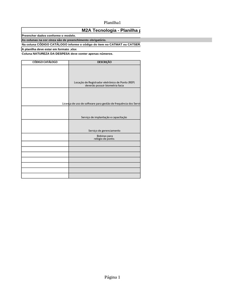 Planilha de Importação de Itens M2A | PDF | Programas | Informática
