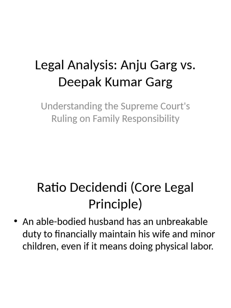 Anju Garg vs. Deepak Kumar Garg Ruling Analysis | PDF