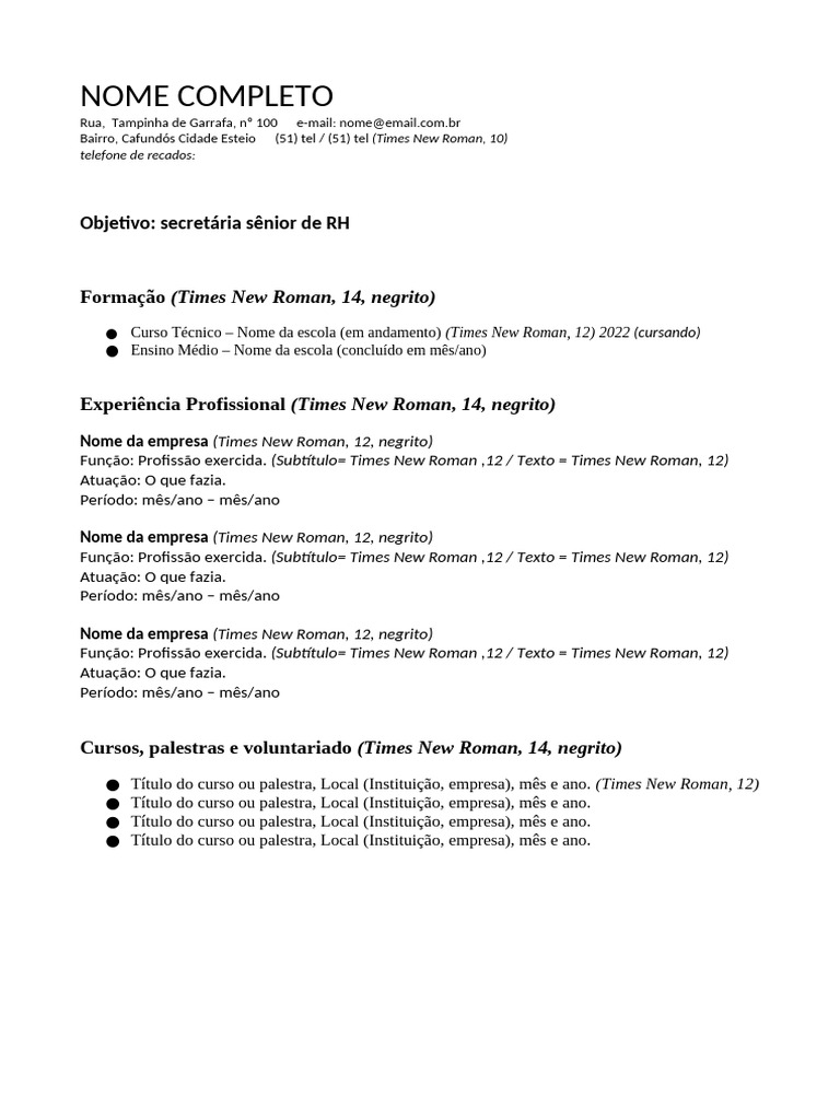 Currículo Modelo ABNT | PDF