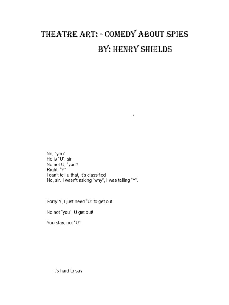 The Comedy of Spies Script | PDF