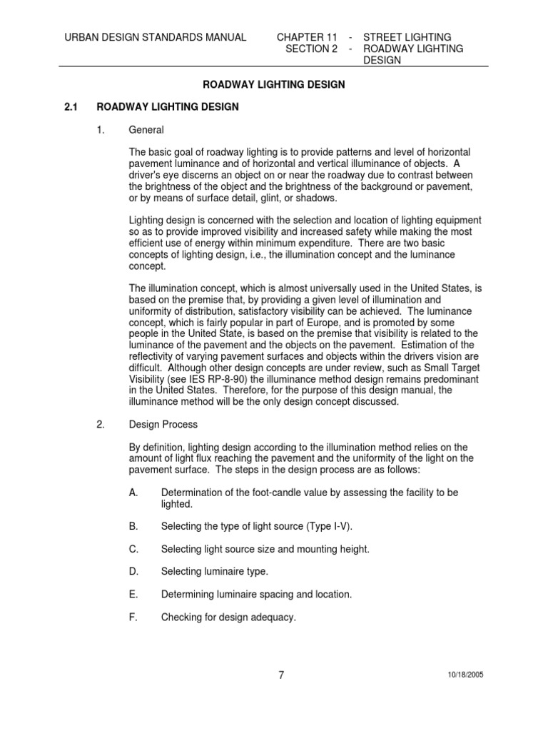 Roadway Lighting Design Standards | PDF | Lighting | Street Light