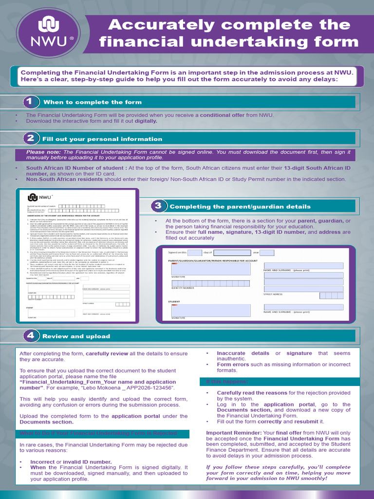 Guide to NWU Financial Undertaking Form | PDF