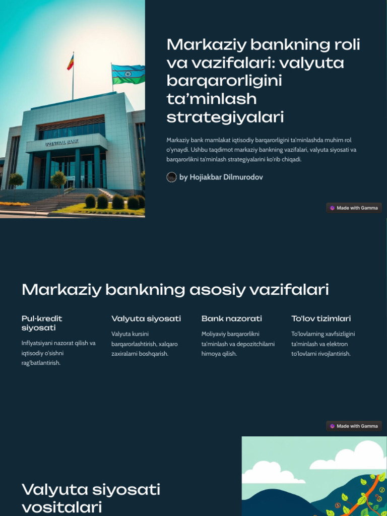 Markaziy Bankning Roli Va Vazifalari: Valyuta Barqarorligini Ta9minlash ...