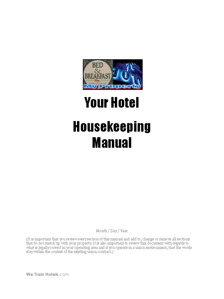 Housekeeping Training Manual Overview | PDF | Housekeeping | Bed