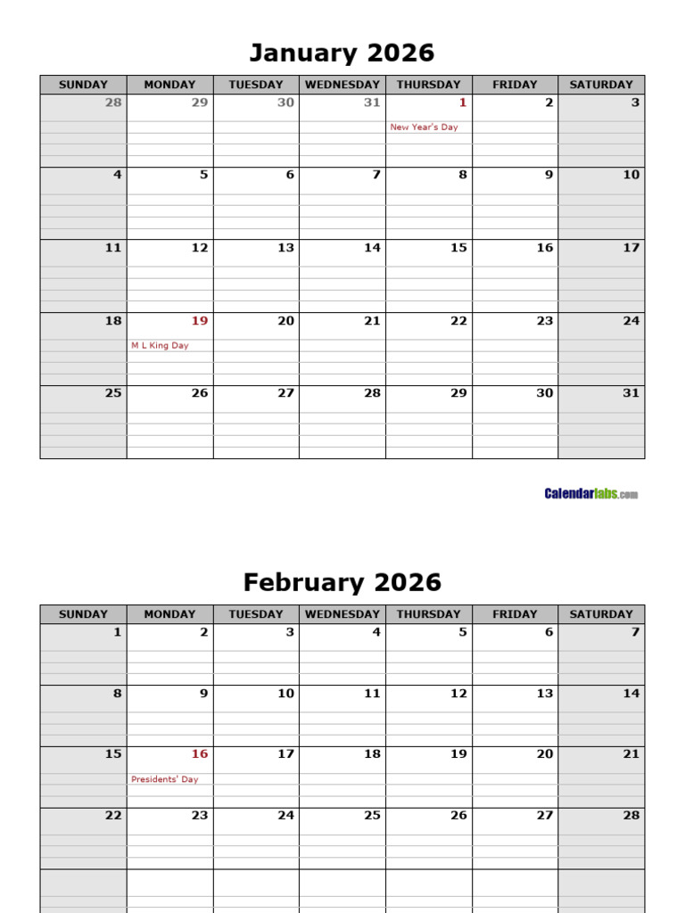 2026 Landscape Yearly Calendar | PDF | Observances