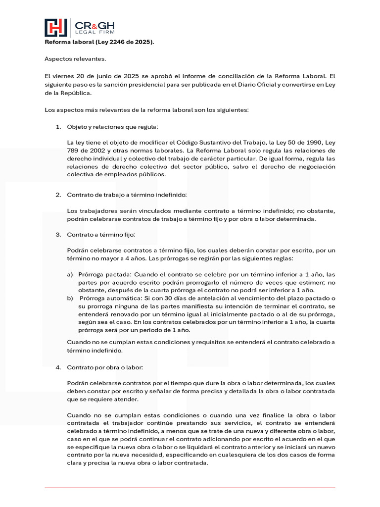 Aspectos Clave de la Reforma Laboral 2025 | PDF | Derecho laboral ...