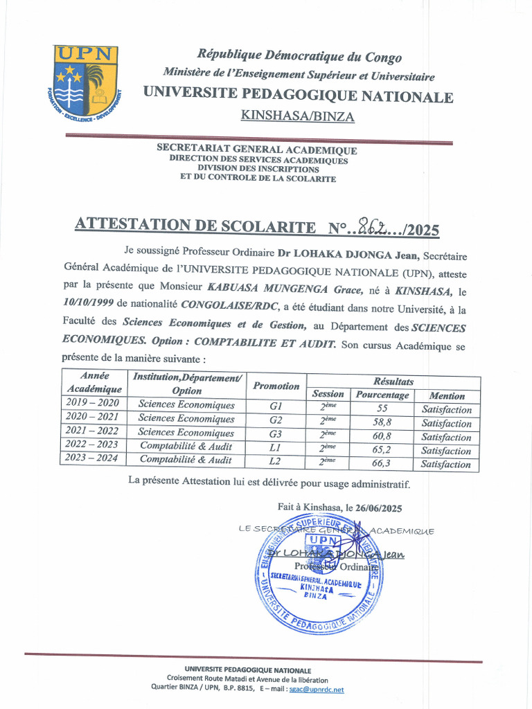 Attestation de Scolarité | PDF