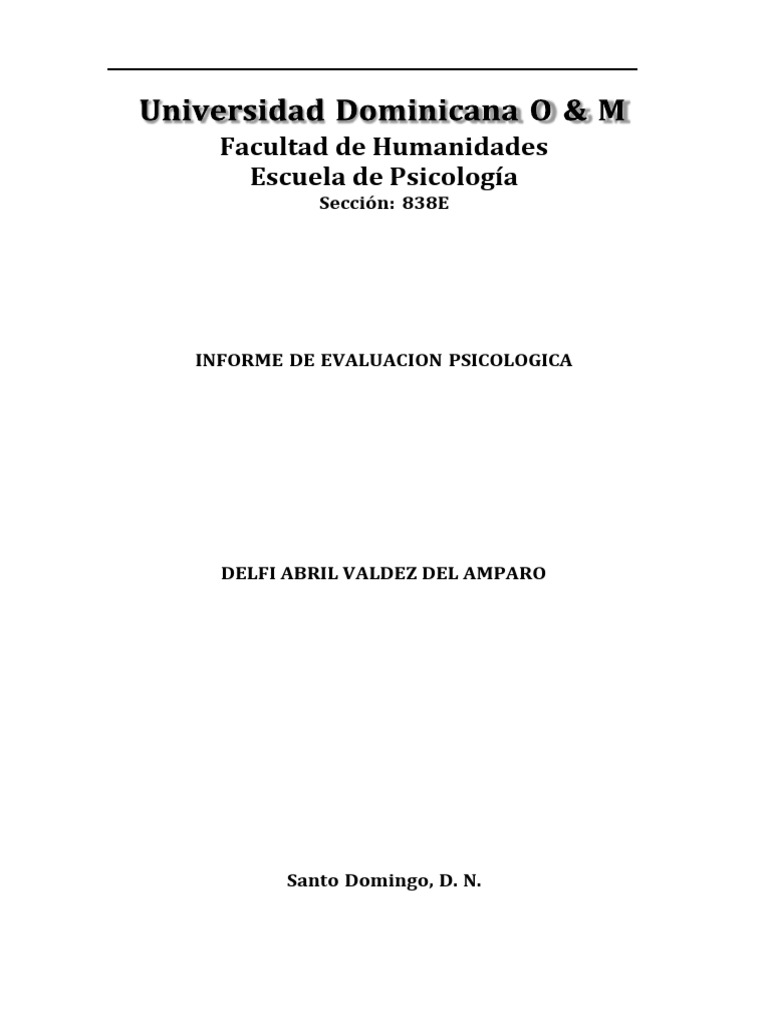 Informe de Evaluación Psicológica Infantil | PDF | Las emociones ...