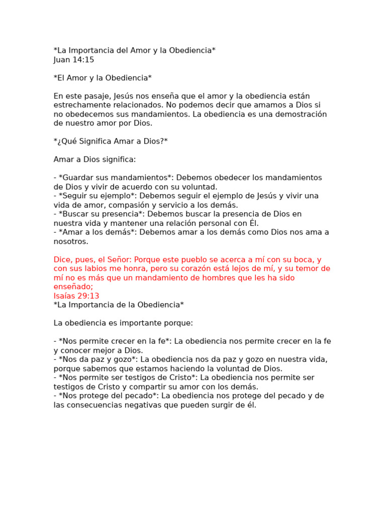 Amor y Obediencia en la Fe Cristiana | PDF | Amor | Pecado