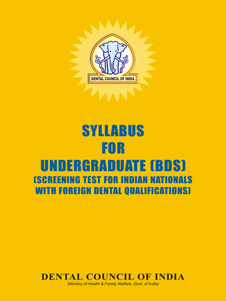DCI BDS Undergraduate Syllabus | PDF | Human Tooth | Heart