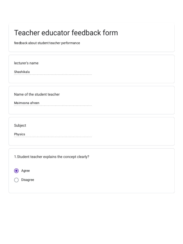 Teacher Educator Feedback Form | PDF