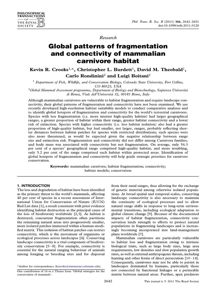 Global Patterns of Fragmentation and Connectivity of Mammalian ...