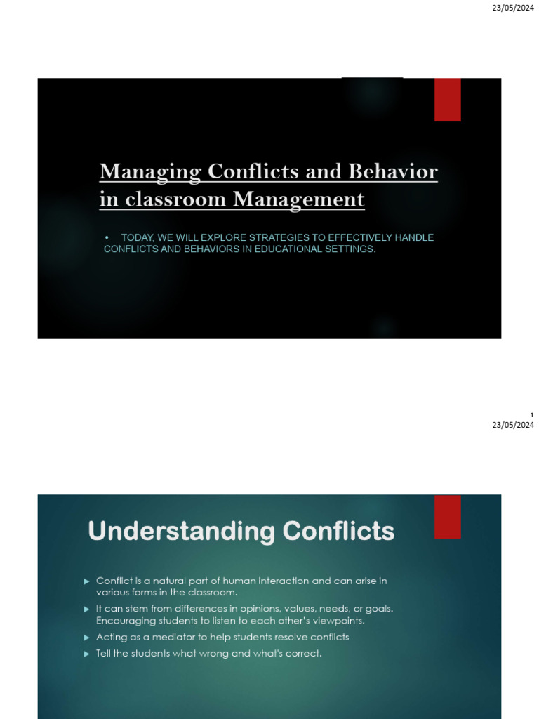 Classroom Conflict Management Strategies | PDF | Conflict (Process ...