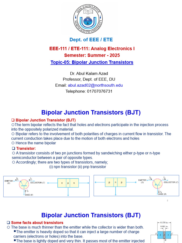 BJT Construction and Operation Overview | PDF | Bipolar Junction ...