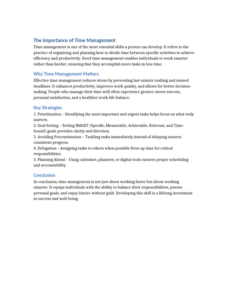 Detailed Time Management | PDF