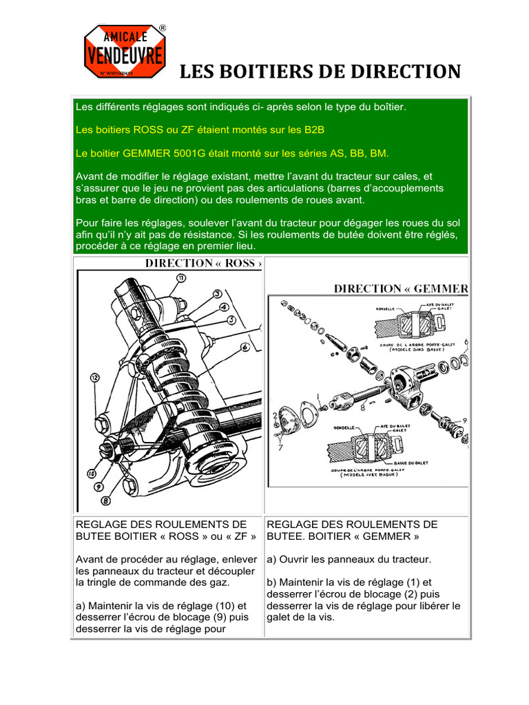 Réglage et réparation des boîtiers de direction | PDF | Vis de fixation