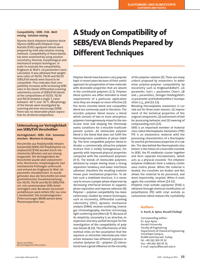 SEBS/EVA Blend Compatibility Study | PDF | Polymers | Differential ...