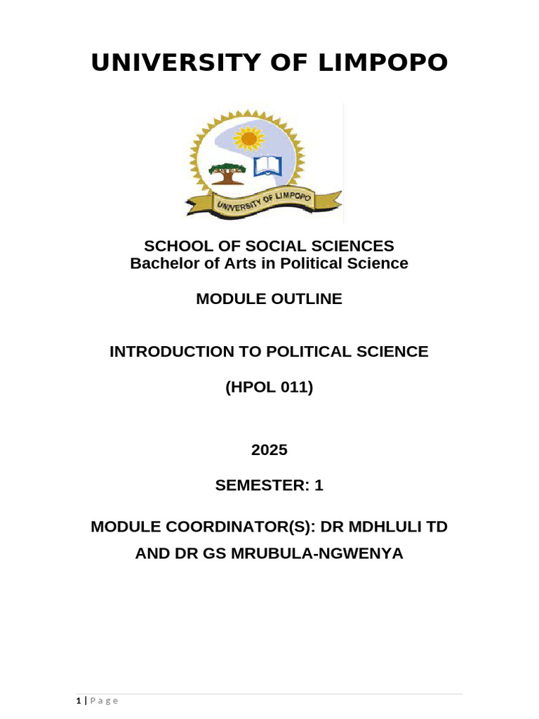 Introduction to Political Science Module | PDF | Democracy | Political ...