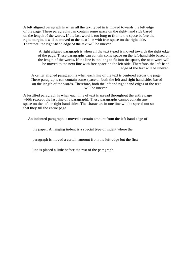 Types of Paragraph Alignments Explained | PDF