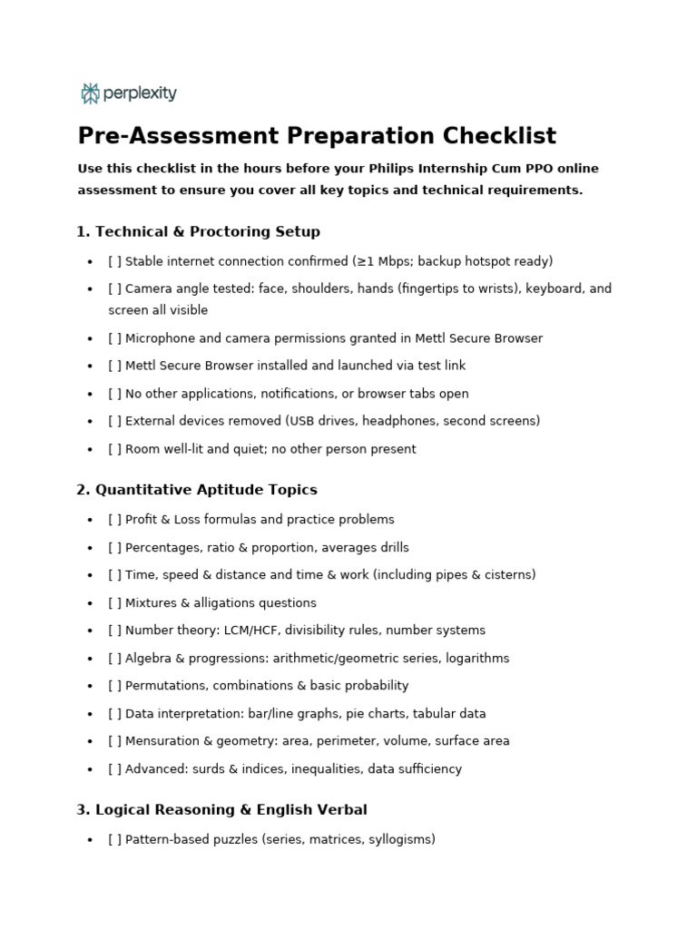 Philips Internship Pre-Test Checklist | PDF | Geometry | Computer ...