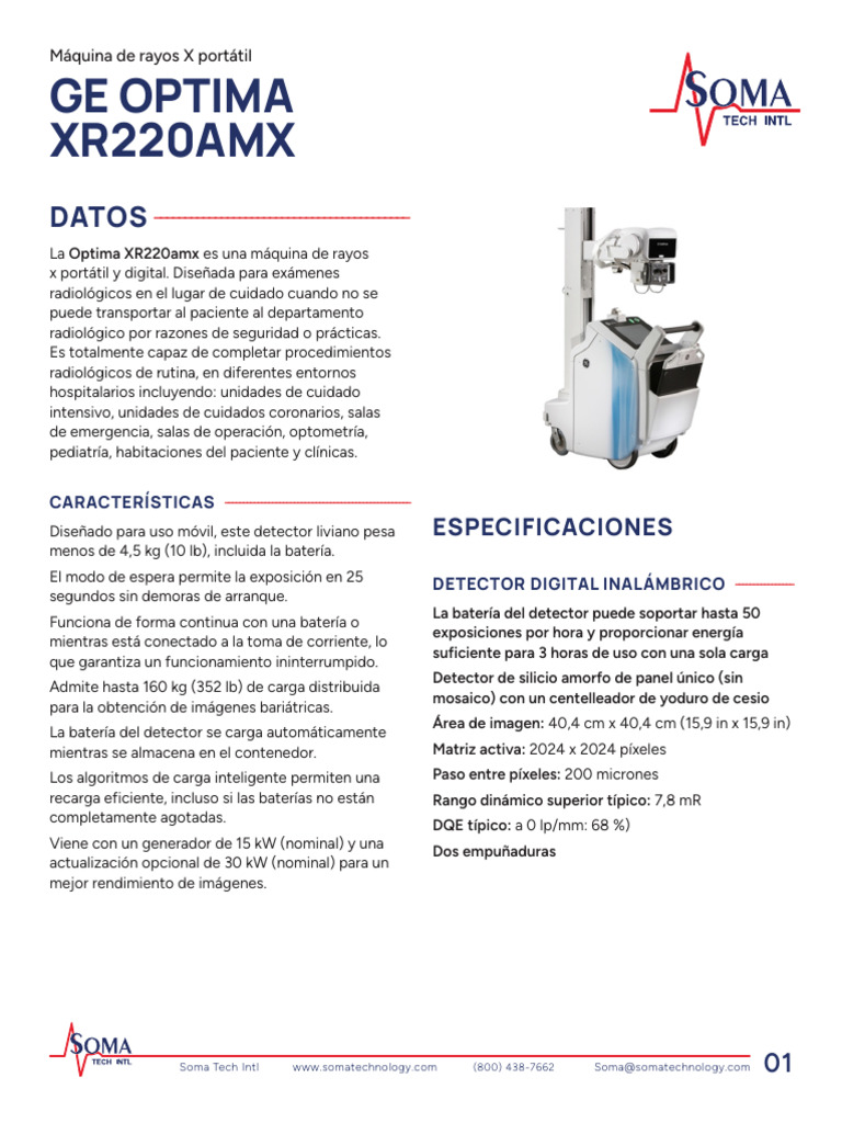 Rayos X Portátiles GE Optima XR220 | PDF | Radiología