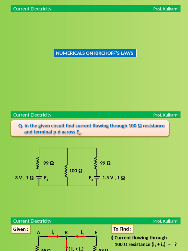 Kirchhoff's Laws: Current Electricity Solutions | PDF | Physical ...
