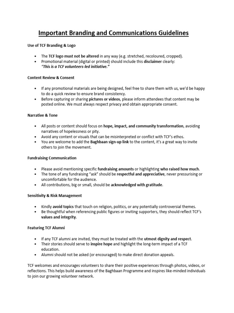 TCF Branding & Communication Guidelines | PDF