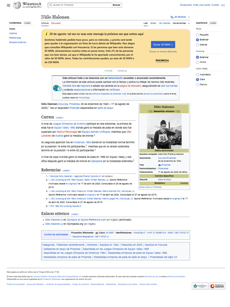 Niilo Halonen: Medallista Olímpico Finés | PDF | Wikipedia