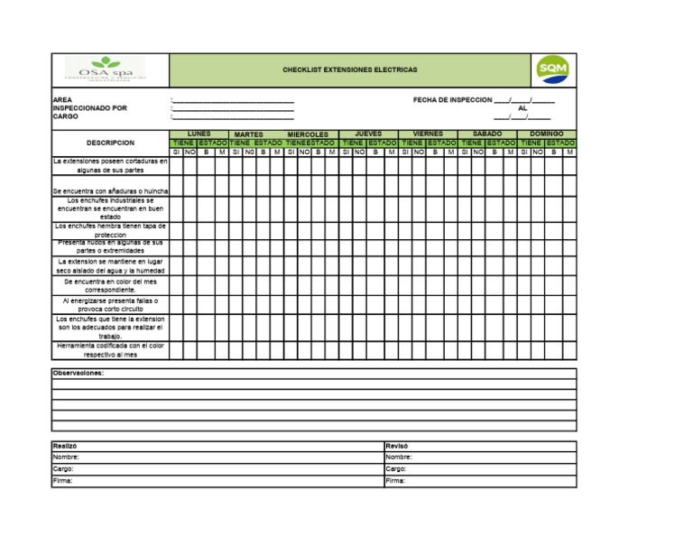 Check-List Extencion | PDF