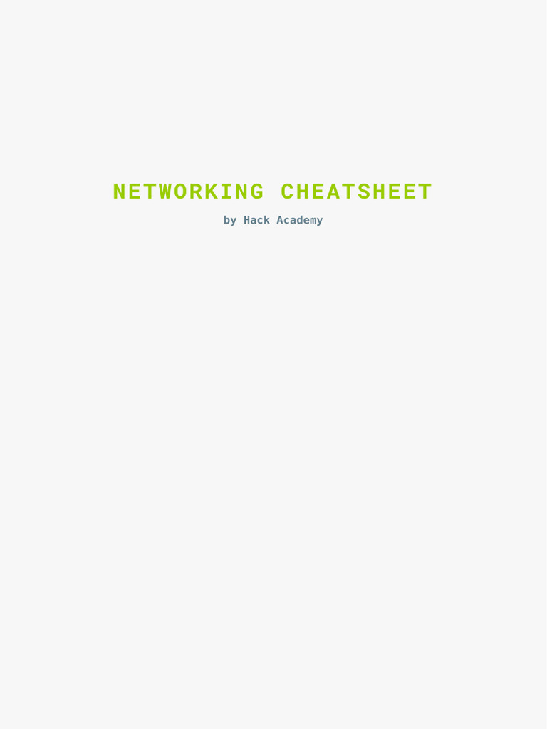 Hack Academy's Networking Cheat Sheet ? - ? | PDF | Computer Network ...