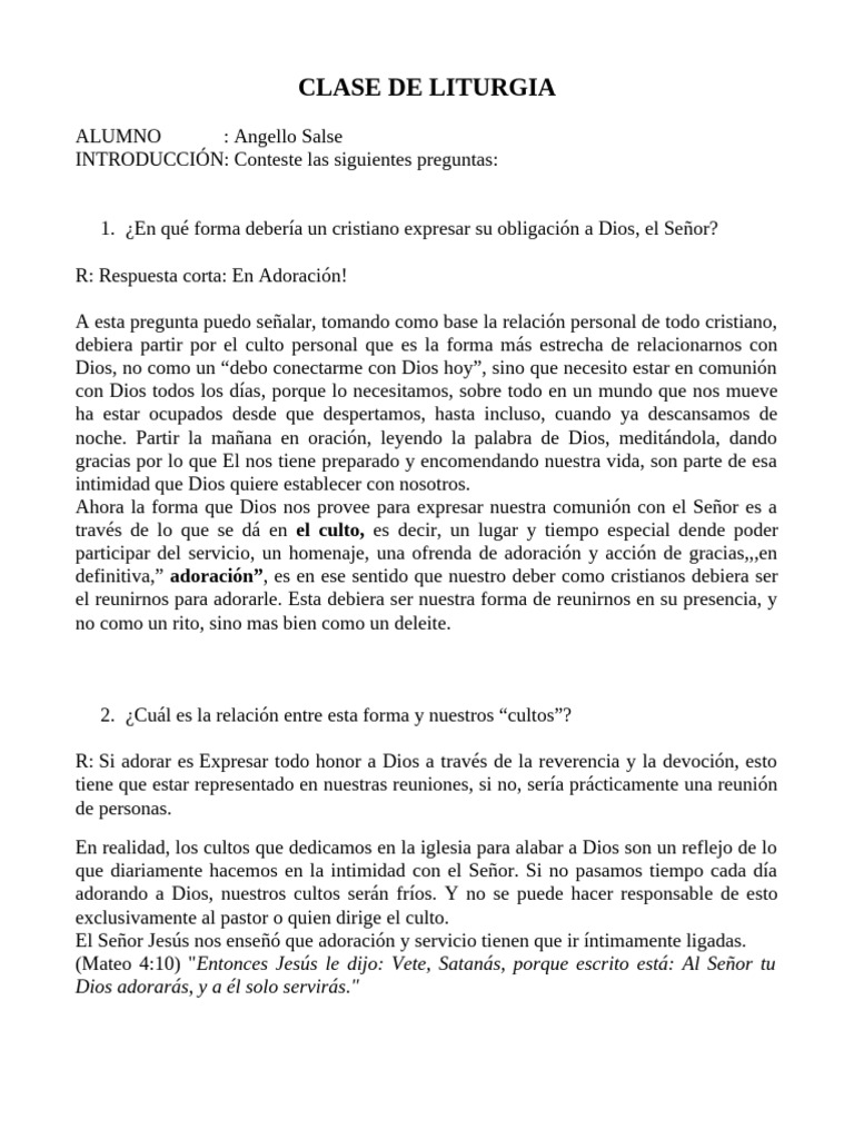 Adoración y Liturgia en el Culto Cristiano | PDF | eucaristía | Liturgia